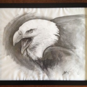 Joshann drawing screaming eagle charcoal