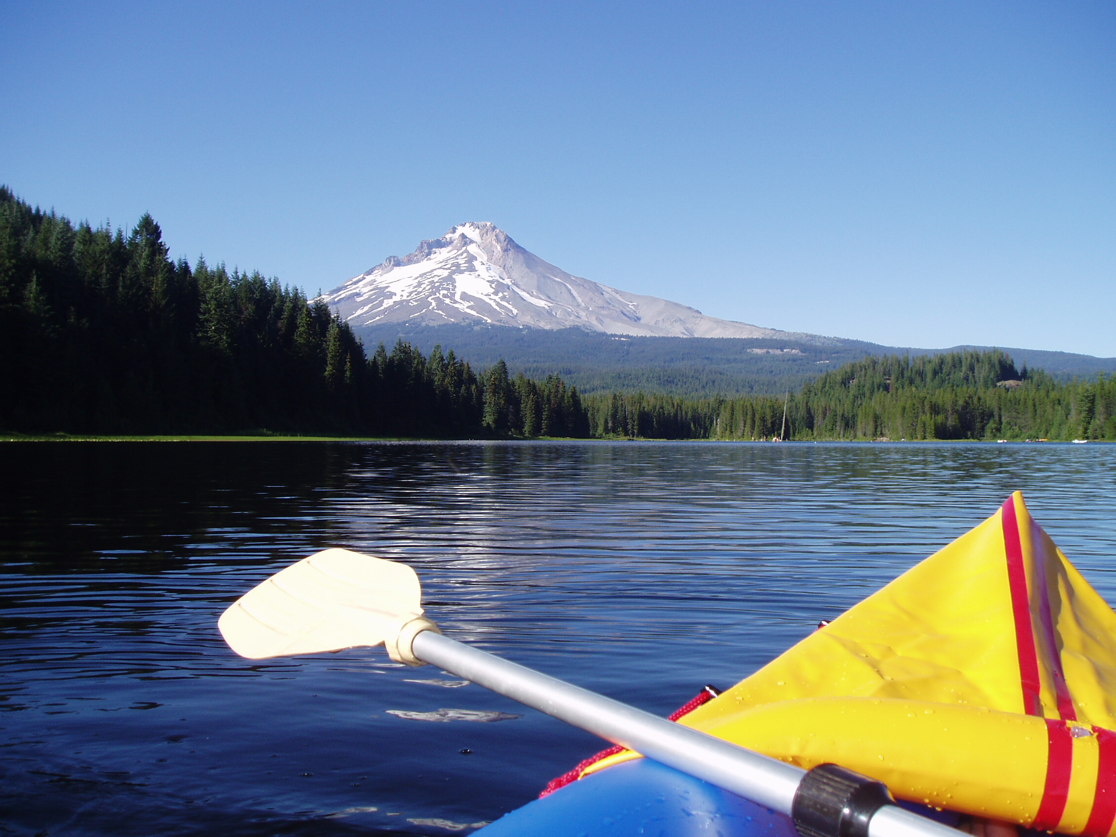 Joshann photo Looking at Mt. Hood from trillium lake in a boat