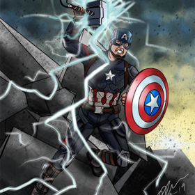 Captain America Holding Mjolnir, ready to fight! - Procreate, iPad