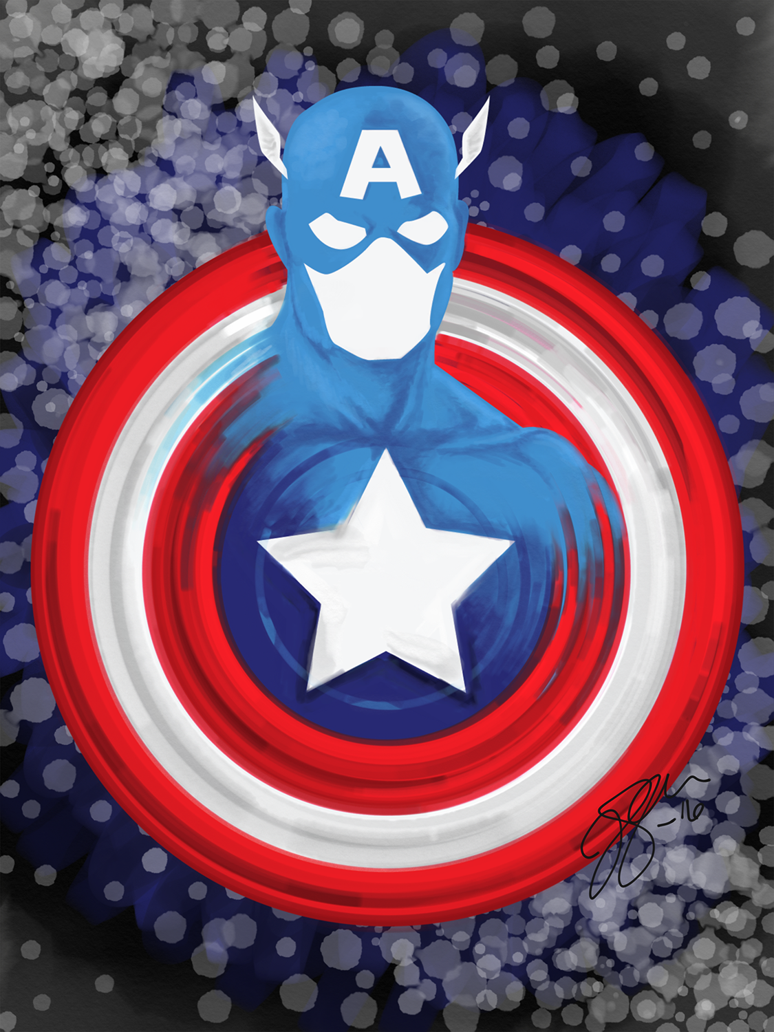 Captain America mixed with Shield - Adobe Sketch, iPad